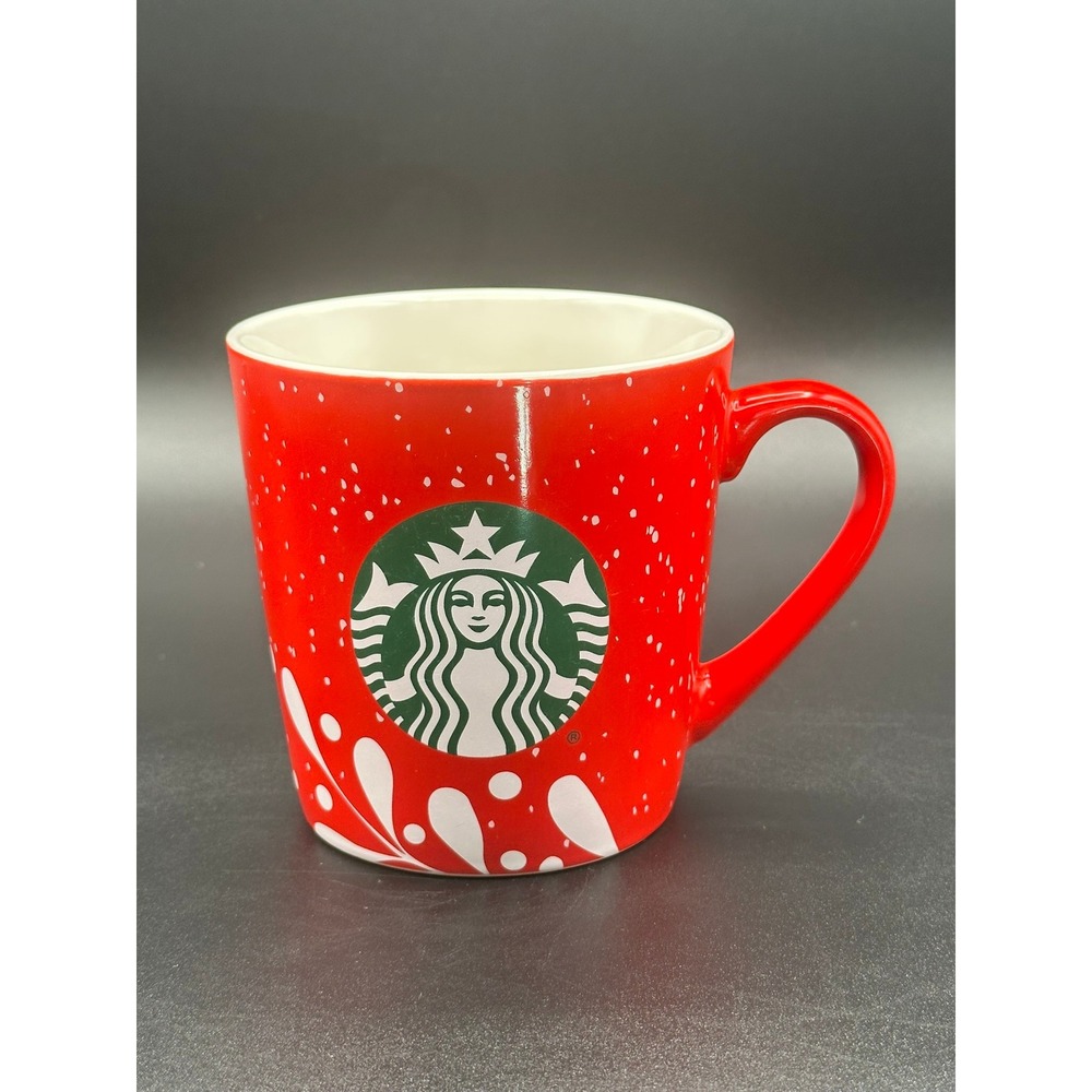 Starbucks 2020 Holiday Red Coffee Mug 18oz White Swirls Snowflakes Ceramic Cup